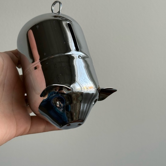 Pig Piggy Bank Metal Made in Hong Kong Minimalist Vintage Decor MCM - Picture 9 of 11